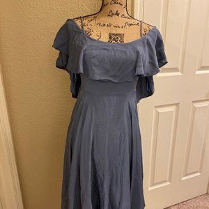 Milly Periwinkle Blue Off the shoulder silk dress